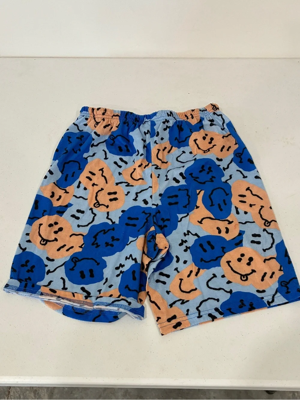 Wonder Nation Boys XL 14/16 Blue Orange Melted Smiley Faces Sleep Shorts